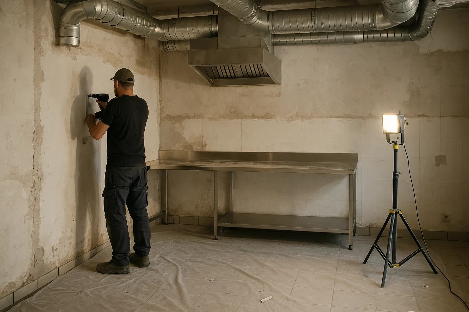 Chantier de cuisine professionnelle